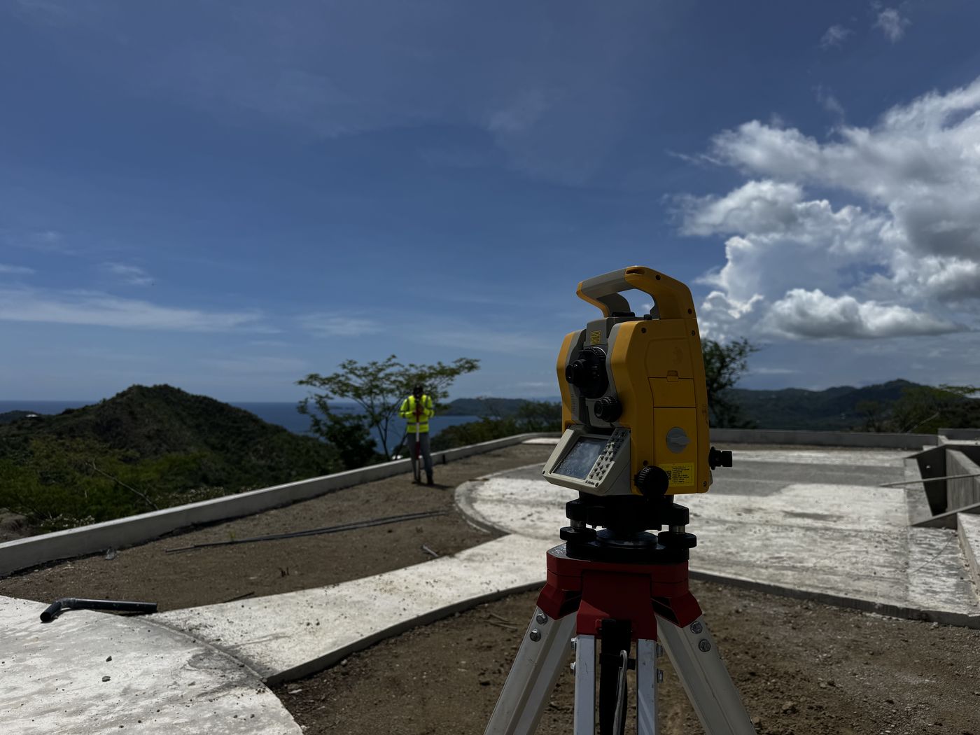 Total station setup in coastal Guanacaste